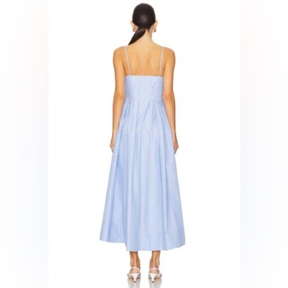 NEW SIMKHAI Kittiya Cotton Midi Dress in Harbour Blue Stripe | US 2 UK 6 - Picture 3 of 14